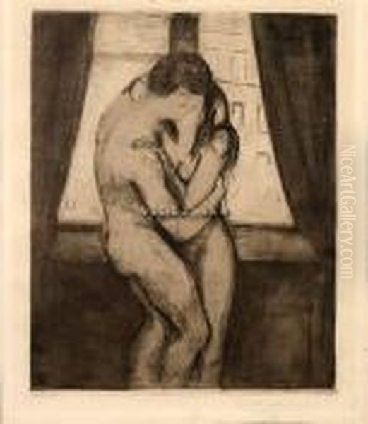 Kyss Oil Painting by Edvard Munch