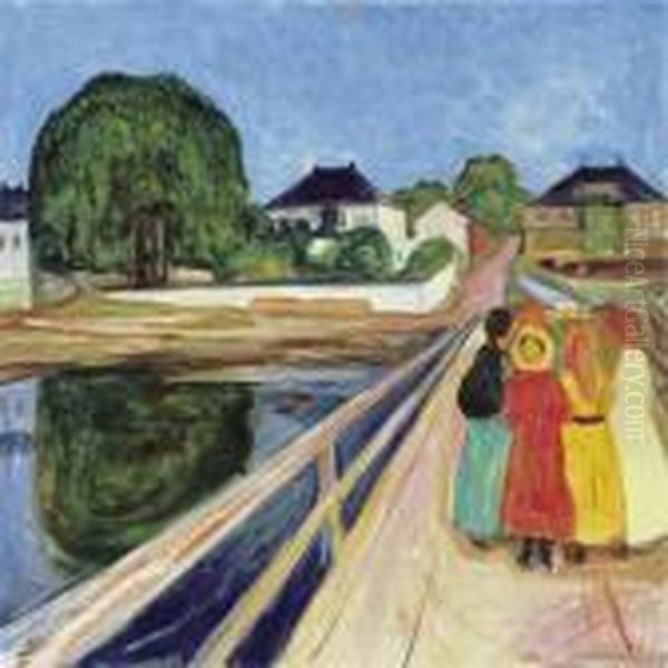 Girls On A Bridge Oil Painting by Edvard Munch