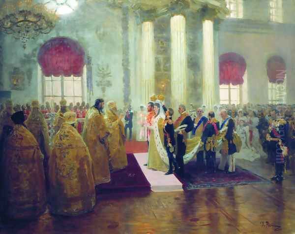 Wedding of Nicholas II and Alexandra Fyodorovna, 1894 Oil Painting by Ilya Efimovich Efimovich Repin