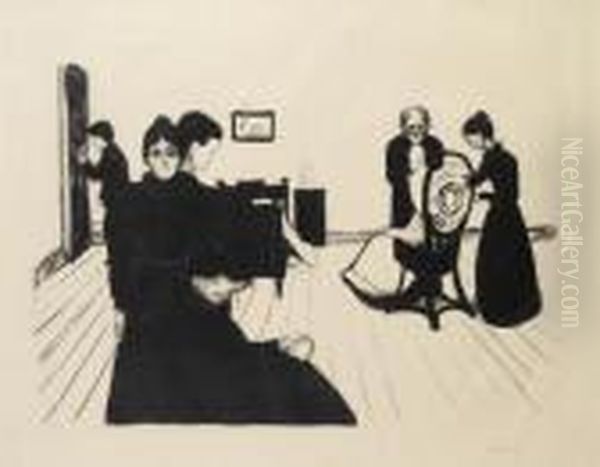 Death In The Sickroom (w. 65) Oil Painting by Edvard Munch