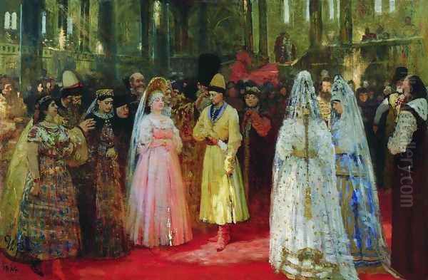 The Bride choosing of the Tsar, c.1886 Oil Painting by Ilya Efimovich Efimovich Repin