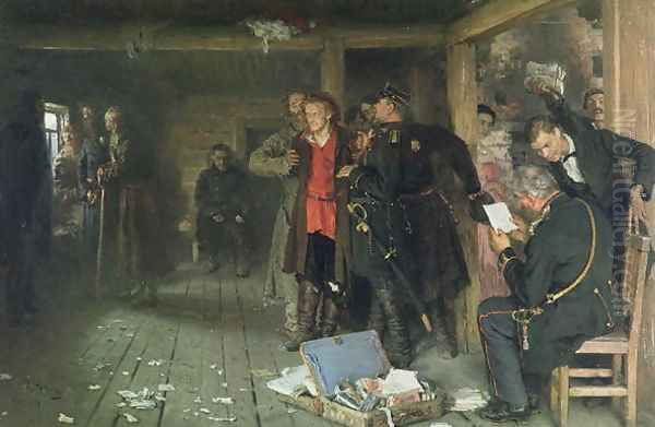 The Arrest of the Propagandist, 1880-89 Oil Painting by Ilya Efimovich Efimovich Repin