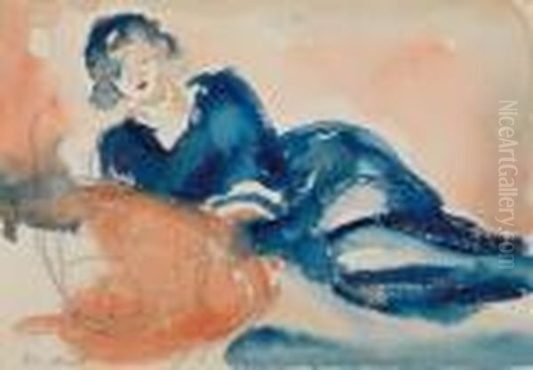 Reclining Woman Oil Painting by Edvard Munch