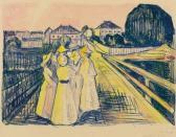 On The Bridge Oil Painting by Edvard Munch