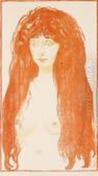 Woman With Red Hair And Green Eyes. The Sin. Oil Painting by Edvard Munch