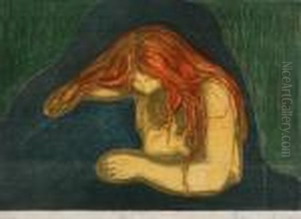 Vampire Ii Oil Painting by Edvard Munch