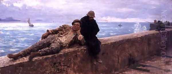 Study of Vagabonds, 1894 Oil Painting by Ilya Efimovich Efimovich Repin