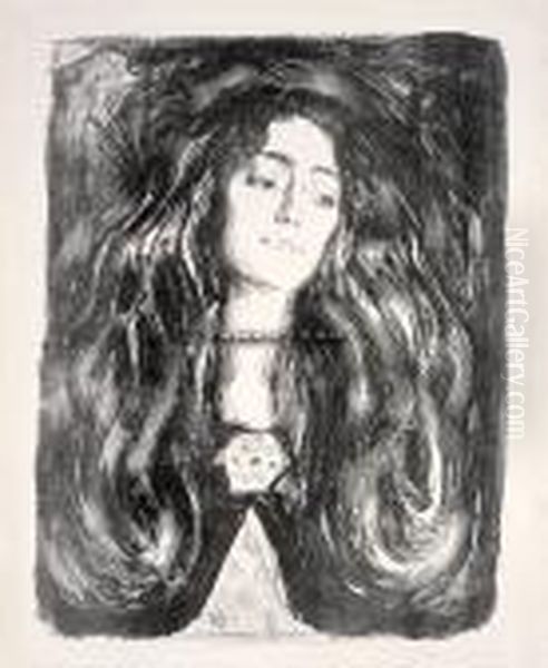 Brosjen, Eva Mudocci Oil Painting by Edvard Munch