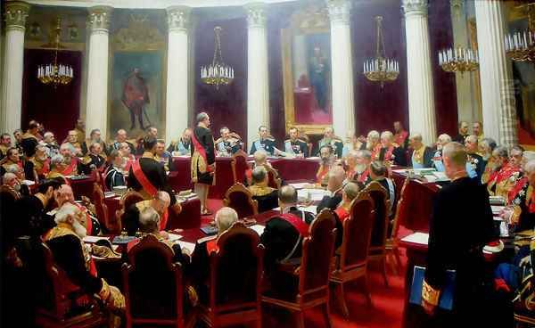 Ceremonial session of the State Council 1900 Oil Painting by Ilya Efimovich Efimovich Repin