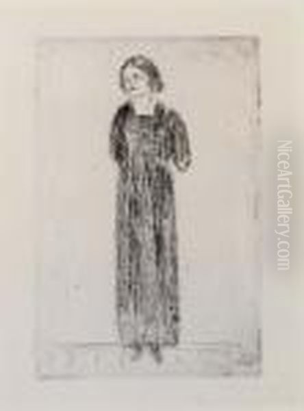 Young Woman In Dark Dress Oil Painting by Edvard Munch