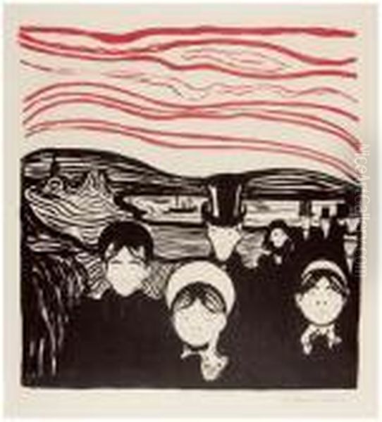 Angst - Angstgefuhl - Le Soir Oil Painting by Edvard Munch