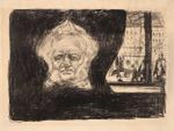 Henrik Ibsen Pa Grand Cafe Oil Painting by Edvard Munch