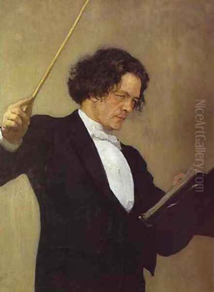 Anton Rubinstein Oil Painting by Ilya Efimovich Efimovich Repin