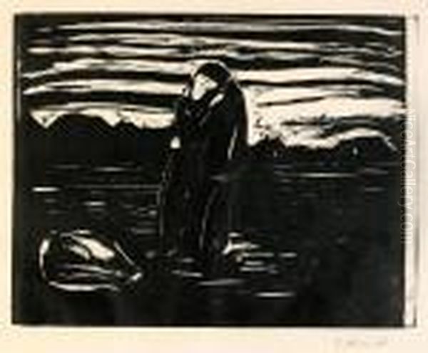 Kiss In The Field Oil Painting by Edvard Munch