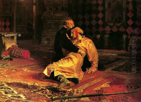 Ivan the Terrible and His Son Ivan on November 16, 1581 Oil Painting by Ilya Efimovich Efimovich Repin