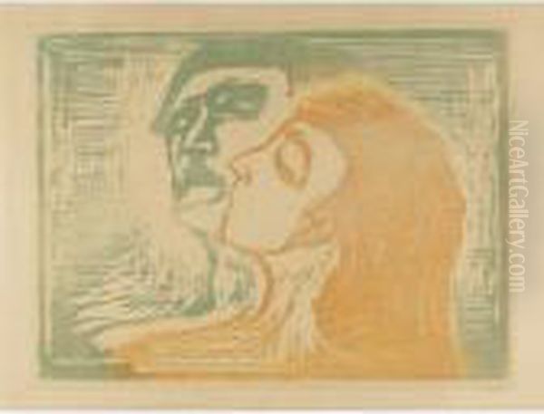 Head By Head Oil Painting by Edvard Munch