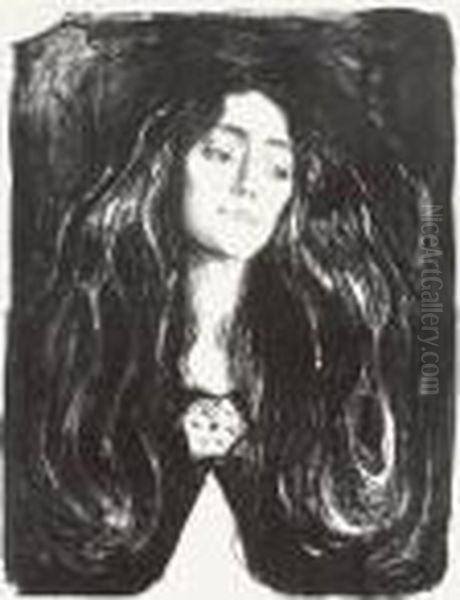 The Brooch. Eva Mudocci (woll 244, Sch. 212) Oil Painting by Edvard Munch