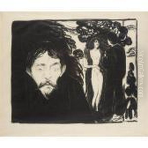 Eifersucht Ii (woll 69; Schiefler 58) Oil Painting by Edvard Munch