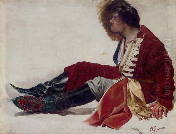 A Bemused Moment Oil Painting by Ilya Efimovich Efimovich Repin