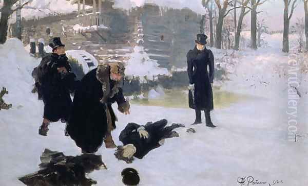 The Duel, 1901 Oil Painting by Ilya Efimovich Efimovich Repin