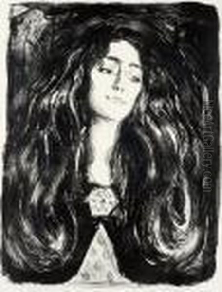 Brosjen. Eva Mudocci Oil Painting by Edvard Munch