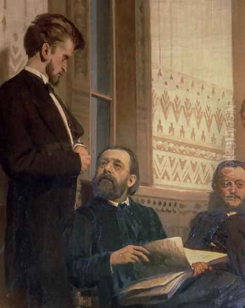 Eduard Frantsovitch Napravnik (1839-1916) and Bedrich Smetana (1824-84), from Slavonic Composers, 1890s Oil Painting by Ilya Efimovich Efimovich Repin