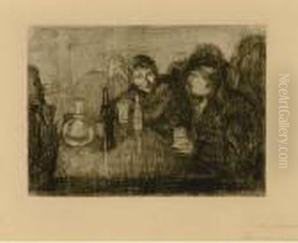 Christiana - Boheme I (sch. 10; W. 9) Oil Painting by Edvard Munch