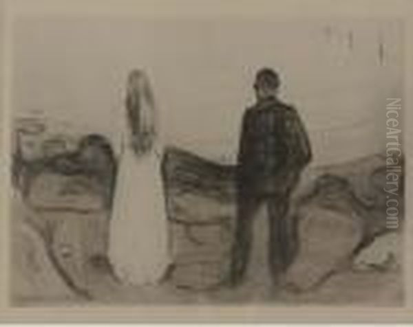 Zwei Menschen. Die Einsamen (sch. 20; W. 13) Oil Painting by Edvard Munch