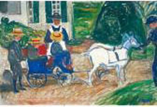 Der Ziegenwagen (the Goats Carriage) Oil Painting by Edvard Munch