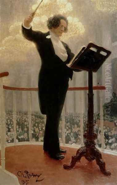 Portrait of the Russian Composer Anton Grigoryevich Rubinstein (1829-1894) 1915 Oil Painting by Ilya Efimovich Efimovich Repin