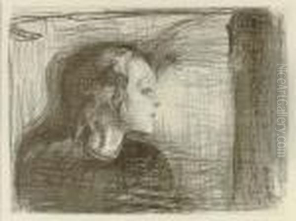 The Sick Child I (schiefler 59b; Woll 72) Oil Painting by Edvard Munch