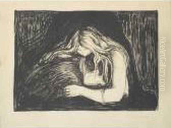 Vampire Ii (woll 41; Schiefler 34) Oil Painting by Edvard Munch