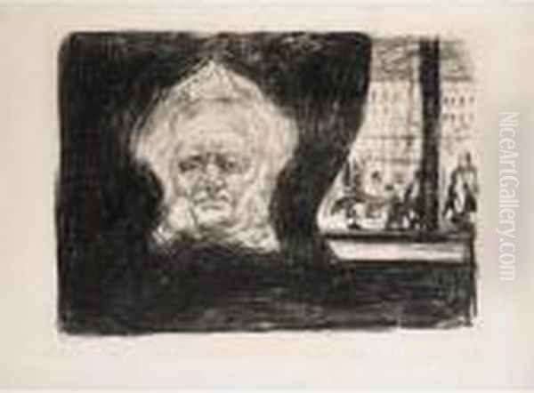 Henrik Ibsen At The Grand Cafe (woll 200) Oil Painting by Edvard Munch