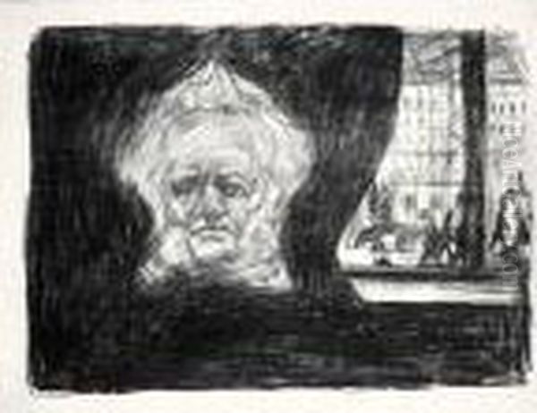 Henrik Ibsen At The Grand Cafe (w. 200) Oil Painting by Edvard Munch