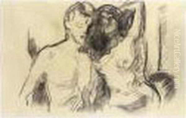 Nude Couple Oil Painting by Edvard Munch