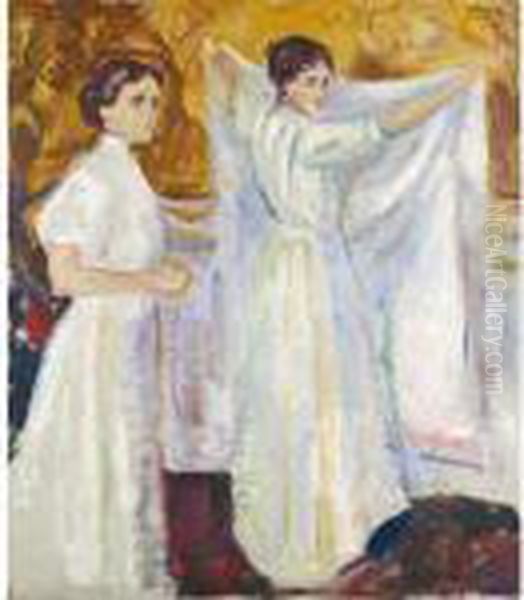 Two Nurses Oil Painting by Edvard Munch