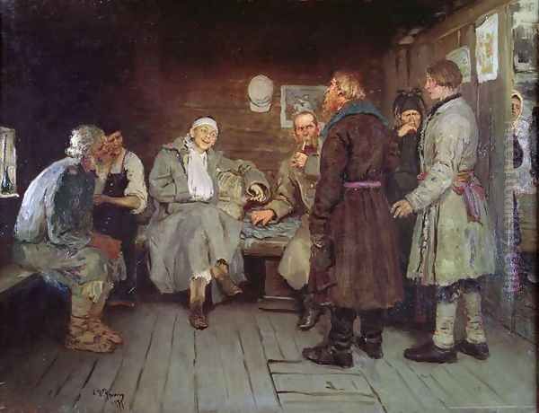 Soldier's Tale, 1877 Oil Painting by Ilya Efimovich Efimovich Repin