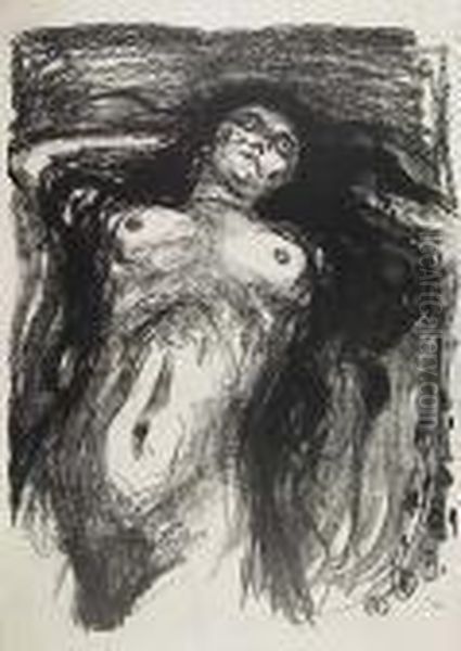 Liegende Frau Mit Aufgelostem Haar Oil Painting by Edvard Munch