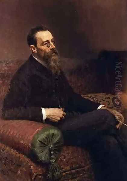 Portrait of the Composer Nikolay Rymsky-Korsakov Oil Painting by Ilya Efimovich Efimovich Repin