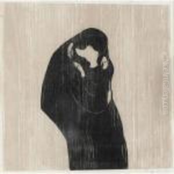 The Kiss Iv (der Kuss) (w. 204; S. 102/d) Oil Painting by Edvard Munch