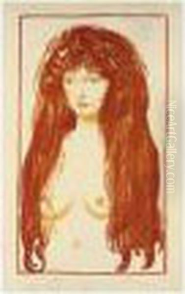 Woman With Red Hair And Green Eyes. The Sin (w.198; Sch.142) Oil Painting by Edvard Munch