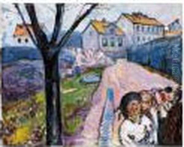 Street In Kragero Oil Painting by Edvard Munch