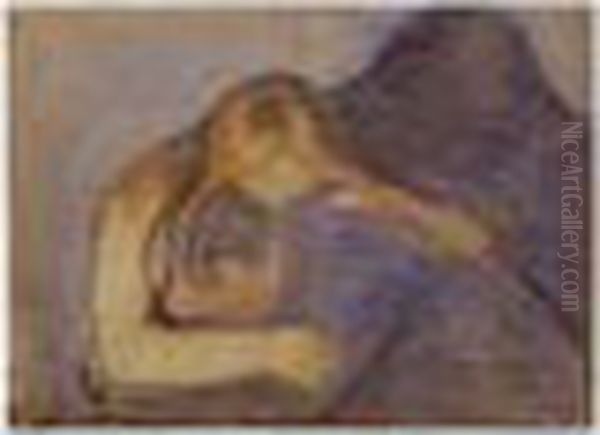 Vampire Oil Painting by Edvard Munch