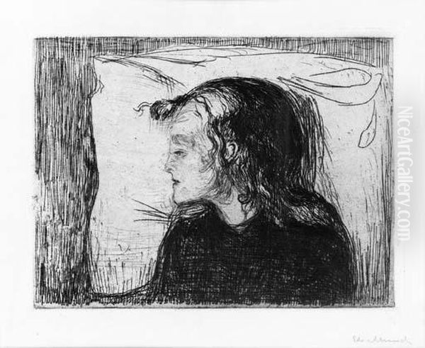 Das Kranke Madchen Oil Painting by Edvard Munch