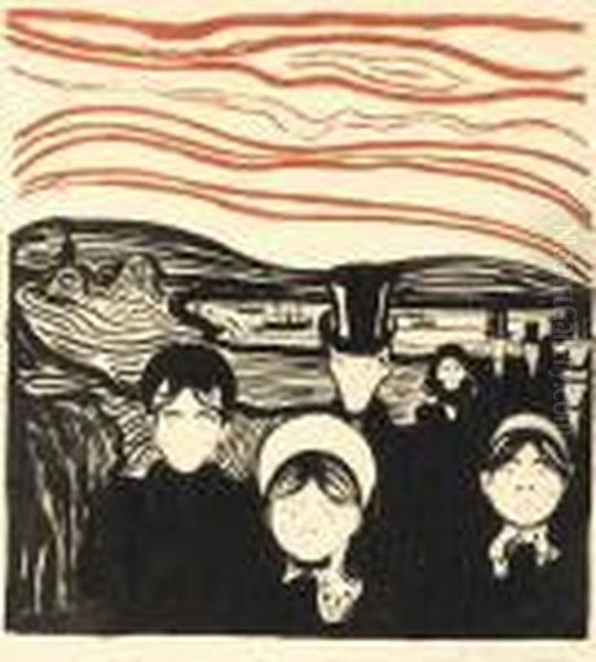 Angstgefuhl (s. 61)* Oil Painting by Edvard Munch