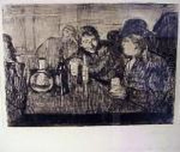 Christiania Boheme I (s.10;w.9) Oil Painting by Edvard Munch