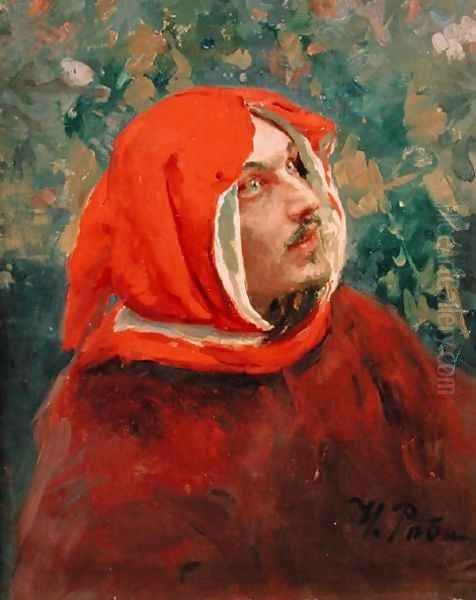 Portrait of Dante Alighieri (1265-1321) Oil Painting by Ilya Efimovich Efimovich Repin