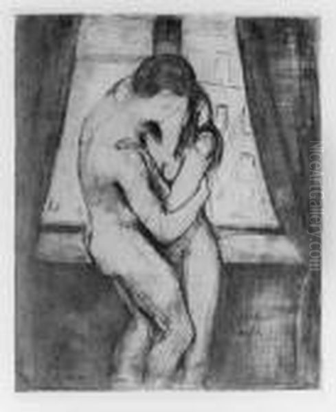 Der Kuss (sch. 22b; Willoch 22) Oil Painting by Edvard Munch