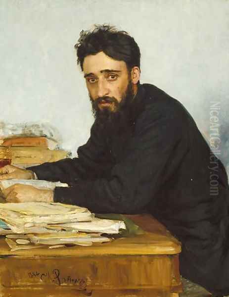 Vsevolod Mikhailovich Garshin Oil Painting by Ilya Efimovich Efimovich Repin