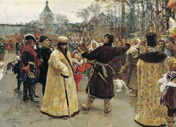 Arrival of the tsars Peter I and Ivan V Oil Painting by Ilya Efimovich Efimovich Repin